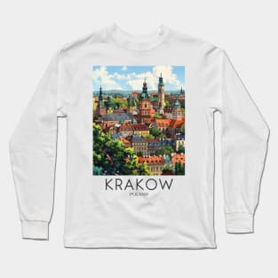 A Pop Art Travel Print of Krakow - Poland Long Sleeve T-Shirt